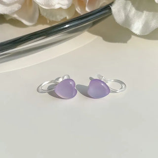 Aurora Silicone Stud Heart Moon Star Hologram Clip-on Earrings 3 Types