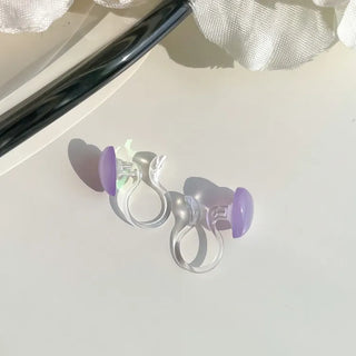 Aurora Silicone Stud Heart Moon Star Hologram Clip-on Earrings 3 Types