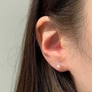 Aurora Silicone Stud Heart Moon Star Hologram Clip-on Earrings 3 Types