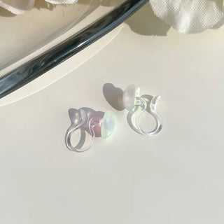 Aurora Silicone Stud Heart Moon Star Hologram Clip-on Earrings 3 Types