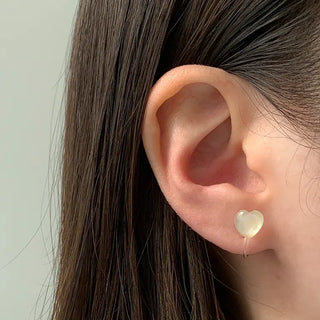 Aurora Silicone Stud Heart Moon Star Hologram Clip-on Earrings 3 Types