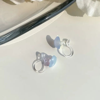 Aurora Silicone Stud Heart Moon Star Hologram Clip-on Earrings 3 Types