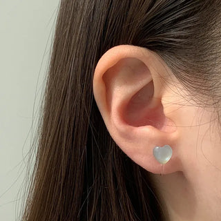 Aurora Silicone Stud Heart Moon Star Hologram Clip-on Earrings 3 Types