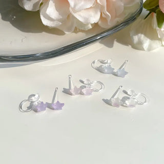 Aurora Silicone Stud Heart Moon Star Hologram Clip-on Earrings 3 Types