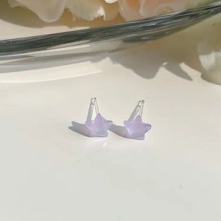 Aurora Silicone Stud Heart Moon Star Hologram Clip-on Earrings 3 Types
