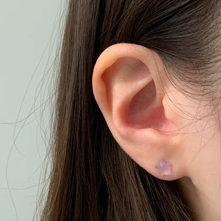 Aurora Silicone Stud Heart Moon Star Hologram Clip-on Earrings 3 Types