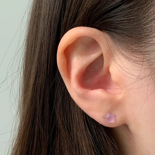Aurora Silicone Stud Heart Moon Star Hologram Clip-on Earrings 3 Types