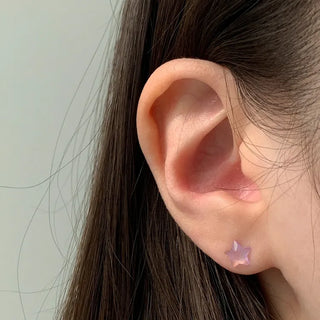 Aurora Silicone Stud Heart Moon Star Hologram Clip-on Earrings 3 Types