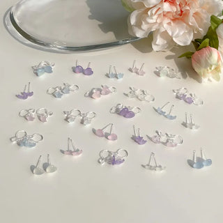 Aurora Silicone Stud Heart Moon Star Hologram Clip-on Earrings 3 Types