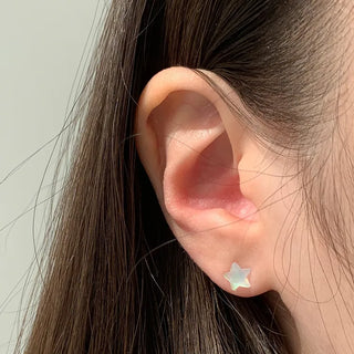 Aurora Silicone Stud Heart Moon Star Hologram Clip-on Earrings 3 Types