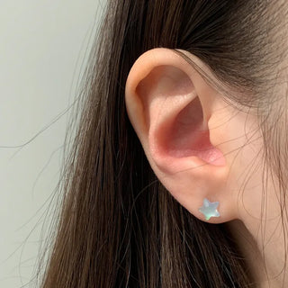 Aurora Silicone Stud Heart Moon Star Hologram Clip-on Earrings 3 Types