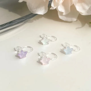 Aurora Silicone Stud Heart Moon Star Hologram Clip-on Earrings 3 Types