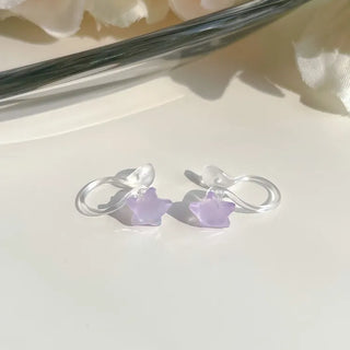 Aurora Silicone Stud Heart Moon Star Hologram Clip-on Earrings 3 Types