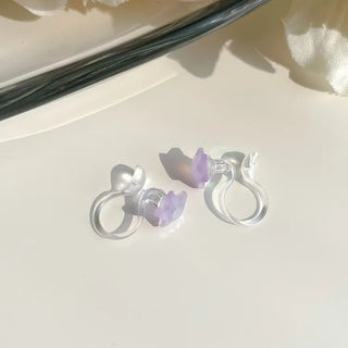 Aurora Silicone Stud Heart Moon Star Hologram Clip-on Earrings 3 Types
