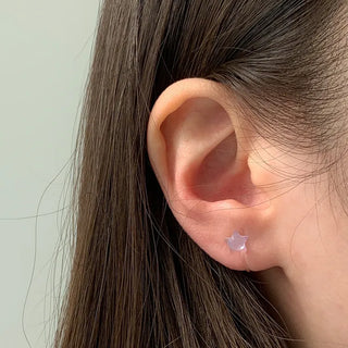 Aurora Silicone Stud Heart Moon Star Hologram Clip-on Earrings 3 Types