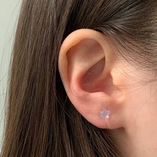 Aurora Silicone Stud Heart Moon Star Hologram Clip-on Earrings 3 Types