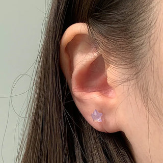 Aurora Silicone Stud Heart Moon Star Hologram Clip-on Earrings 3 Types