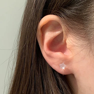 Aurora Silicone Stud Heart Moon Star Hologram Clip-on Earrings 3 Types