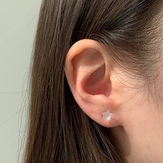 Aurora Silicone Stud Heart Moon Star Hologram Clip-on Earrings 3 Types