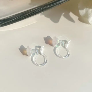 Aurora Silicone Stud Heart Moon Star Hologram Clip-on Earrings 3 Types