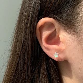 Aurora Silicone Stud Heart Moon Star Hologram Clip-on Earrings 3 Types