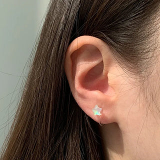 Aurora Silicone Stud Heart Moon Star Hologram Clip-on Earrings 3 Types