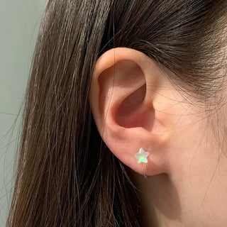Aurora Silicone Stud Heart Moon Star Hologram Clip-on Earrings 3 Types