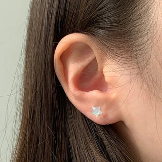 Aurora Silicone Stud Heart Moon Star Hologram Clip-on Earrings 3 Types