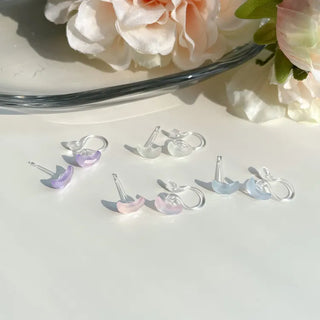 Aurora Silicone Stud Heart Moon Star Hologram Clip-on Earrings 3 Types