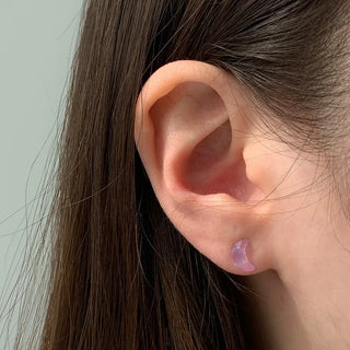 Aurora Silicone Stud Heart Moon Star Hologram Clip-on Earrings 3 Types