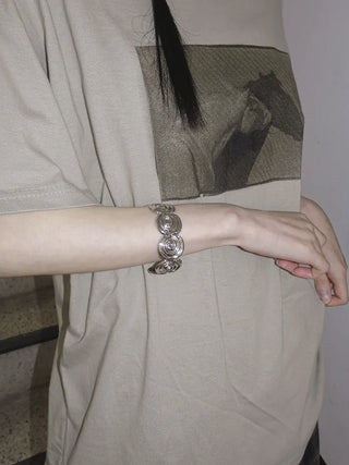 Snail Circle Line Bold Open Bangle Bracelet