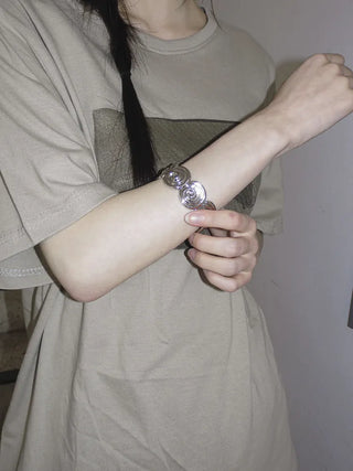 Snail Circle Line Bold Open Bangle Bracelet