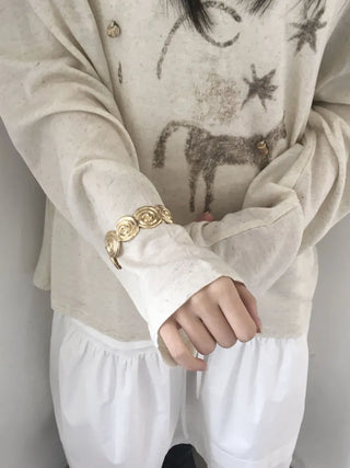 Snail Circle Line Bold Open Bangle Bracelet