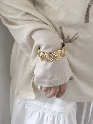 Snail Circle Line Bold Open Bangle Bracelet