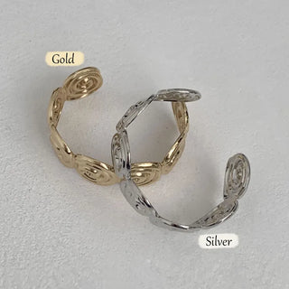 Snail Circle Line Bold Open Bangle Bracelet