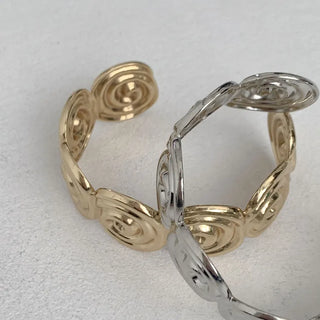 Snail Circle Line Bold Open Bangle Bracelet