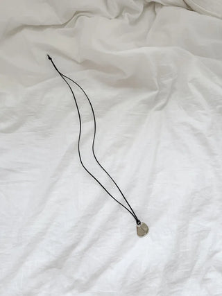 Silver Charm Bold Drop Pendant Long String Necklace