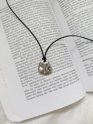 Silver Charm Bold Drop Pendant Long String Necklace