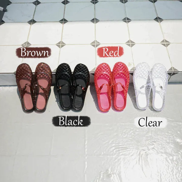 Kitsch Buckle Mary Jane Fisherman Jelly Shoes Mules Sandals Slippers
