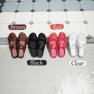 Kitsch Buckle Mary Jane Fisherman Jelly Shoes Mules Sandals Slippers