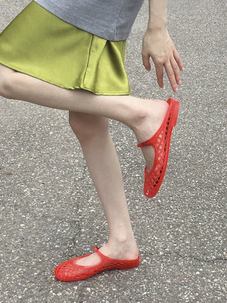 Kitsch Buckle Mary Jane Fisherman Jelly Shoes Mules Sandals Slippers