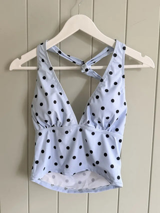 Thinning Dot Halterneck Sleeveless Top & Skirt Piece Swimsuit Set Bikini