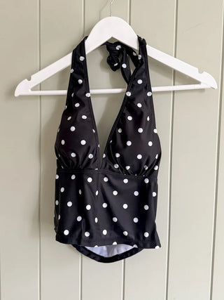 Thinning Dot Halterneck Sleeveless Top & Skirt Piece Swimsuit Set Bikini