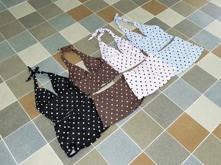 Thinning Dot Halterneck Sleeveless Top & Skirt Piece Swimsuit Set Bikini