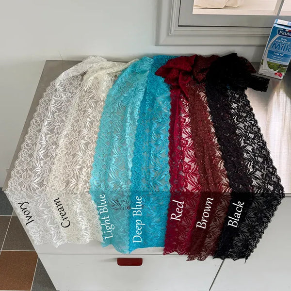 Rowing Floral Color See-through Lace Long Muffler Scarf