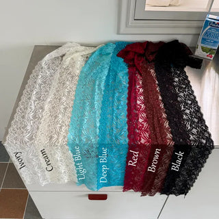 Rowing Floral Color See-through Lace Long Muffler Scarf