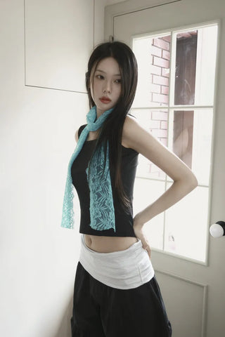 Rowing Floral Color See-through Lace Long Muffler Scarf