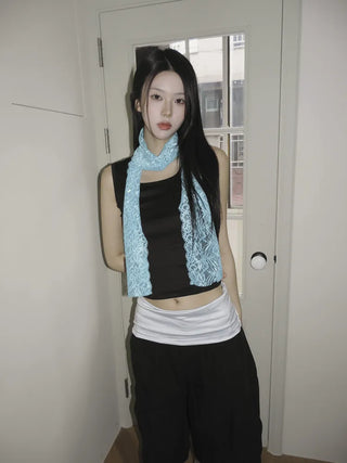 Rowing Floral Color See-through Lace Long Muffler Scarf