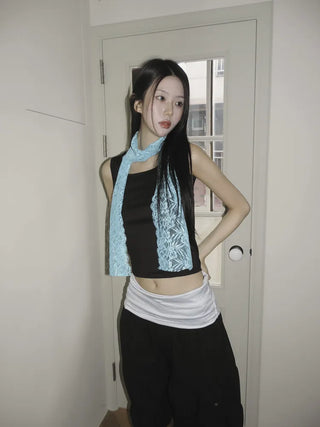 Rowing Floral Color See-through Lace Long Muffler Scarf