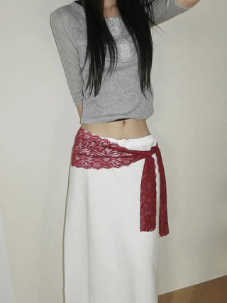 Rowing Floral Color See-through Lace Long Muffler Scarf